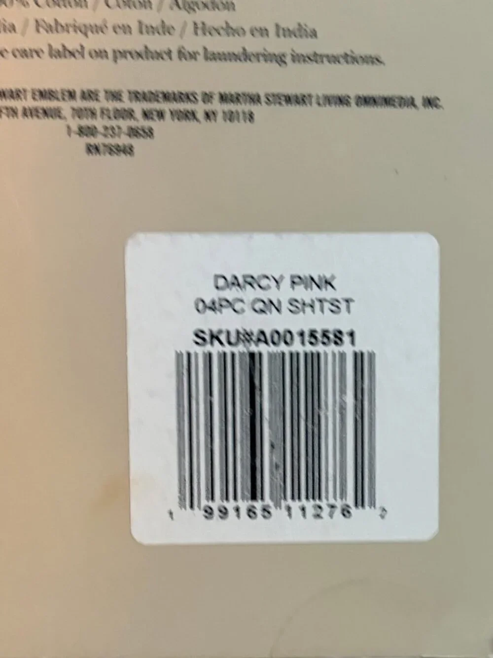 Martha Stewart QUEEN Size DARCY PINK FLORAL 100% Cotton Percale Sheet Set